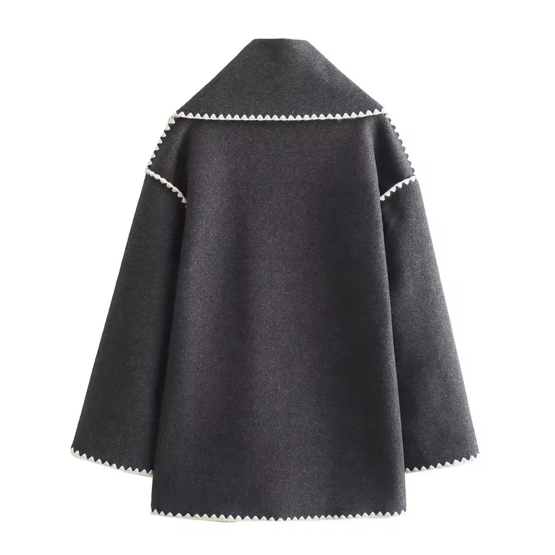 Synia - Cappotto Con Frange Ricamate E Sciarpa Abbinata