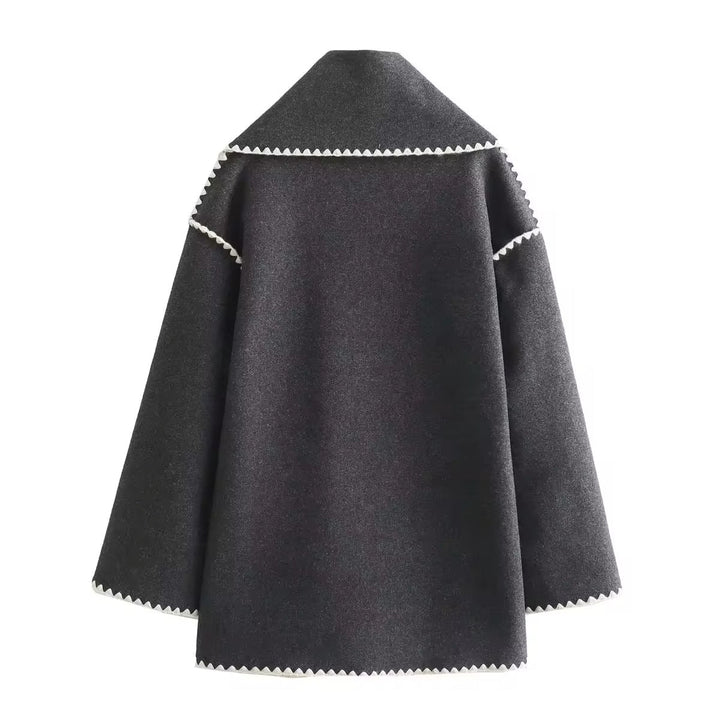 Synia - Cappotto Con Frange Ricamate E Sciarpa Abbinata