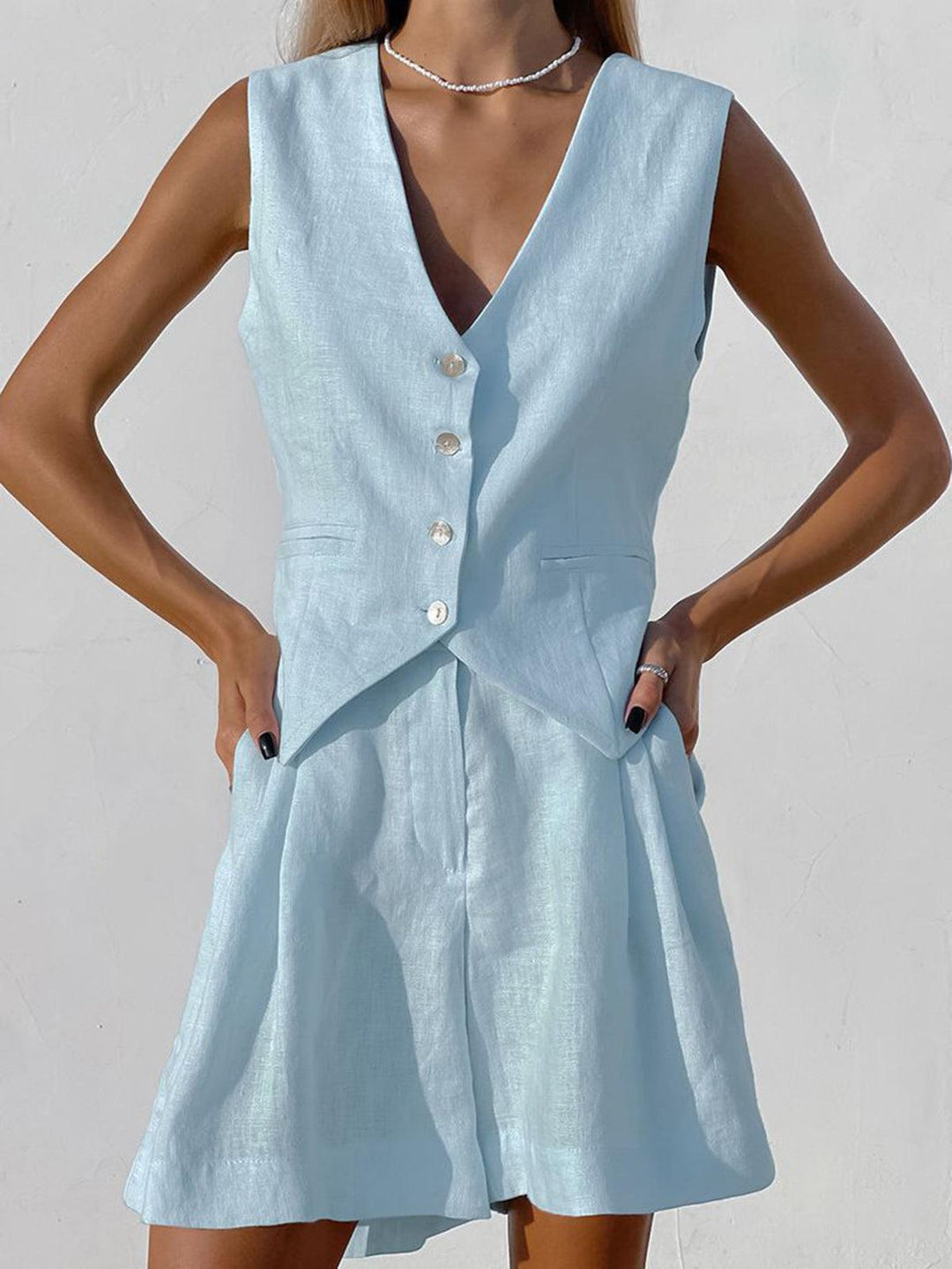 Dynisa - Set Composto Da Canotta e Pantaloncini In Lino