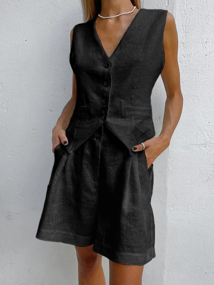 Dynisa - Set Composto Da Canotta e Pantaloncini In Lino