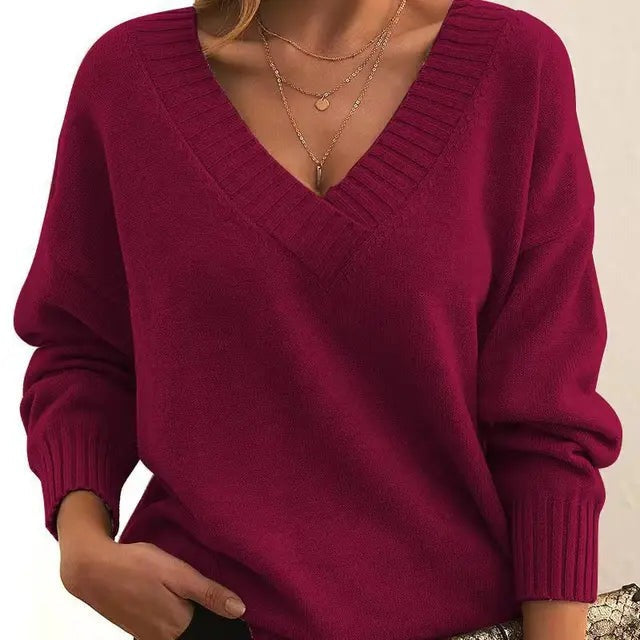 Mordane - Elegante Maglione a Maniche Lunghe Con Scollo a V