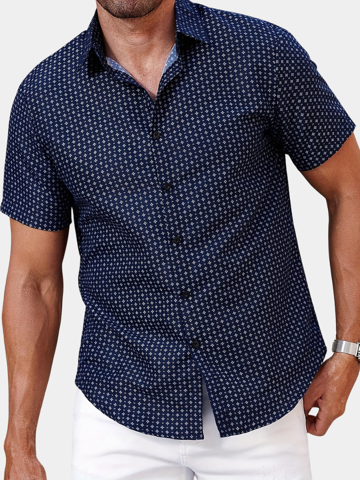 Orvian - Camicia a Maniche Corte Con Stampa Geometrica E Bottoni