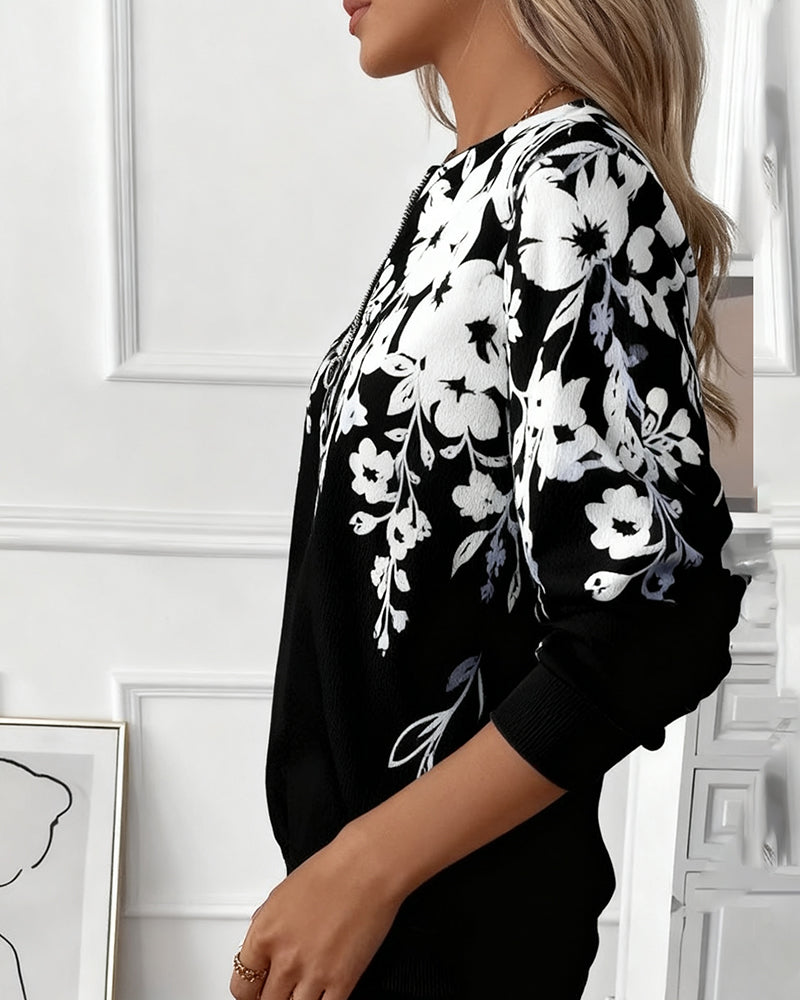 Jessalen - Felpa con Collo e Mezza zip Stampata