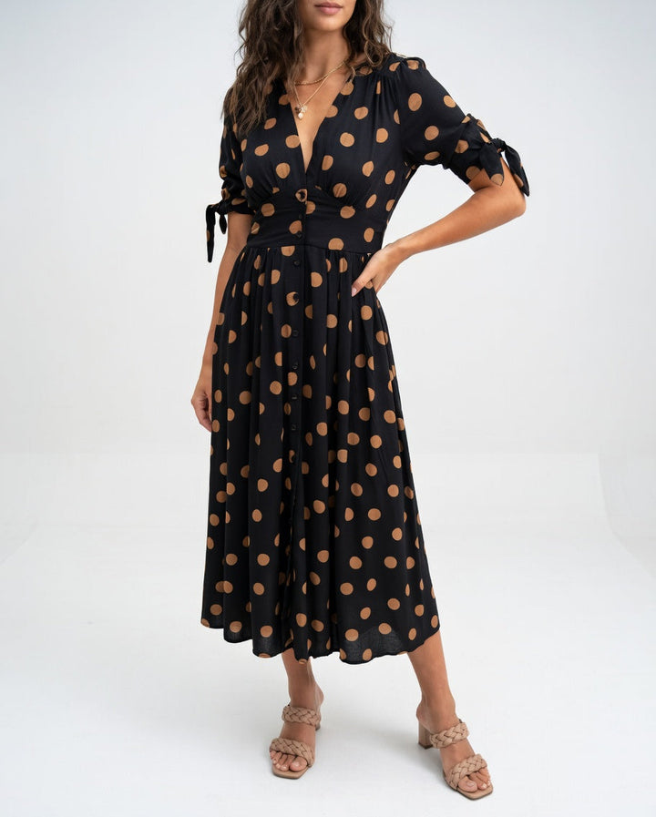 Fabienne - Elegante Abito Midi a Pois