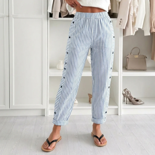 Jamila - Pantaloni a Righe Con Elastico in Vita