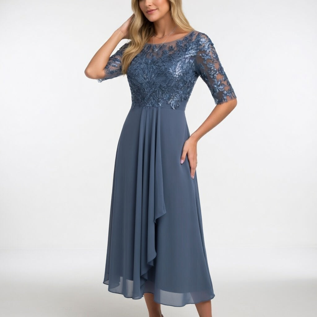 Zerda - Elegante Abito Midi in Pizzo