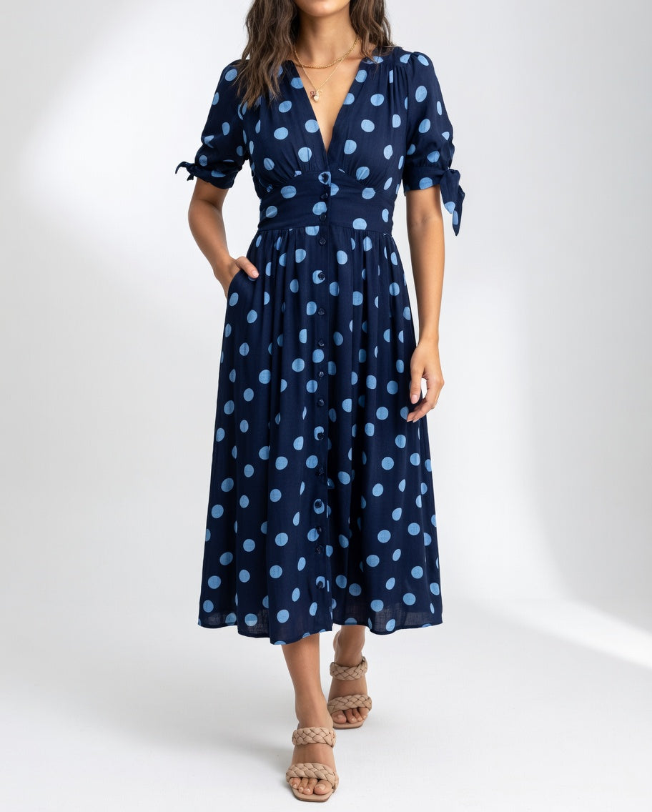Fabienne - Elegante Abito Midi a Pois
