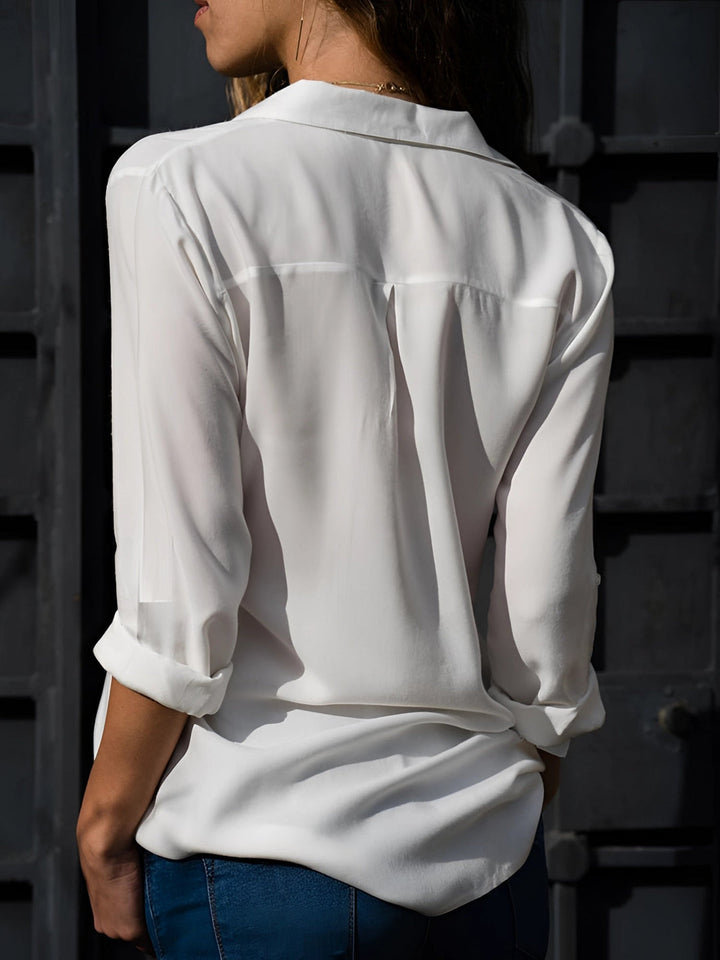 Sizina - Camicia Fluida In Raso Con Scollo a V