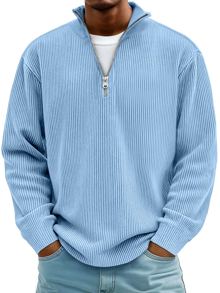 Trestan - Maglione a Maniche Lunghe con Zip a un Quarto e Lavorazione a Coste