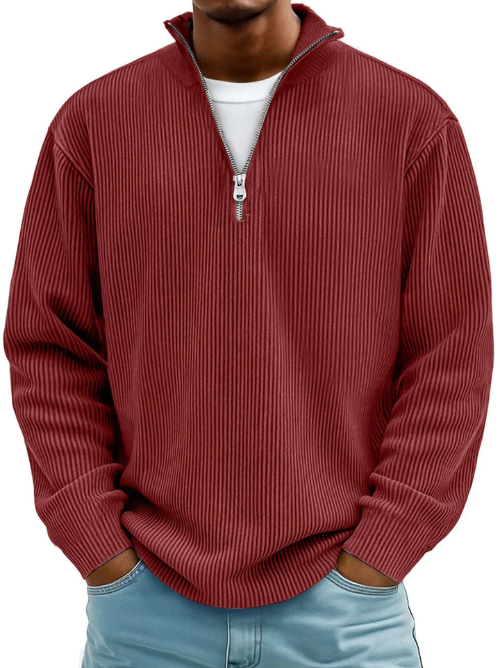 Trestan - Maglione a Maniche Lunghe con Zip a un Quarto e Lavorazione a Coste