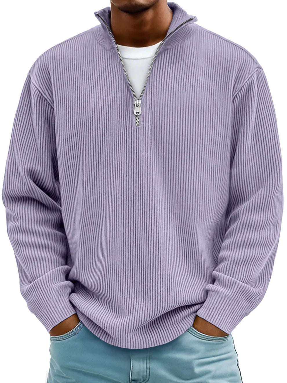 Trestan - Maglione a Maniche Lunghe con Zip a un Quarto e Lavorazione a Coste