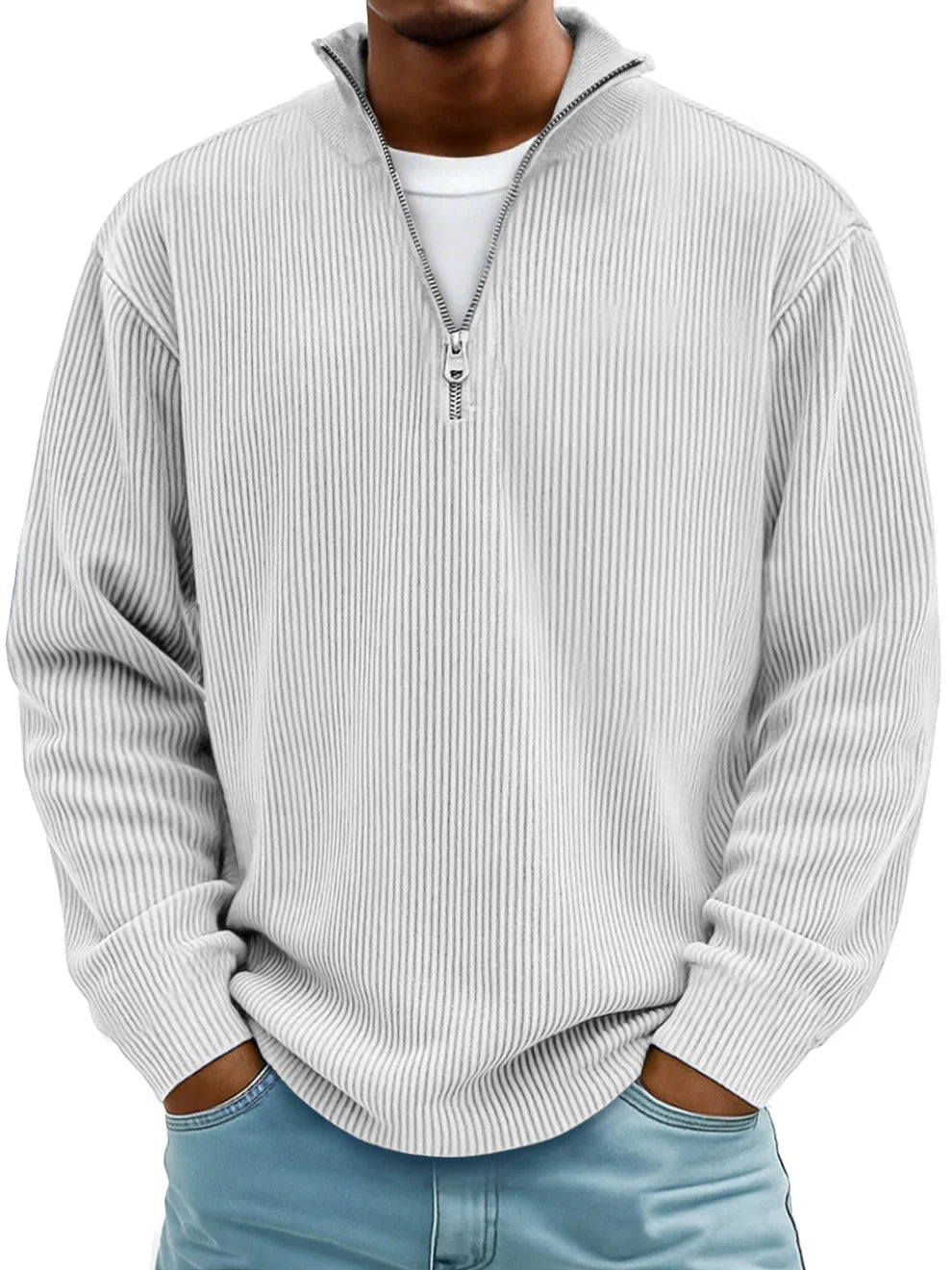 Trestan - Maglione a Maniche Lunghe con Zip a un Quarto e Lavorazione a Coste
