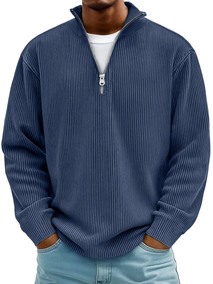Trestan - Maglione a Maniche Lunghe con Zip a un Quarto e Lavorazione a Coste