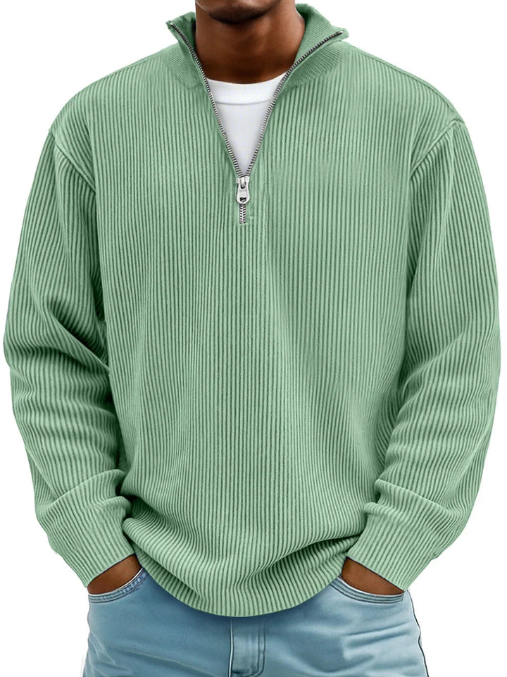 Trestan - Maglione a Maniche Lunghe con Zip a un Quarto e Lavorazione a Coste