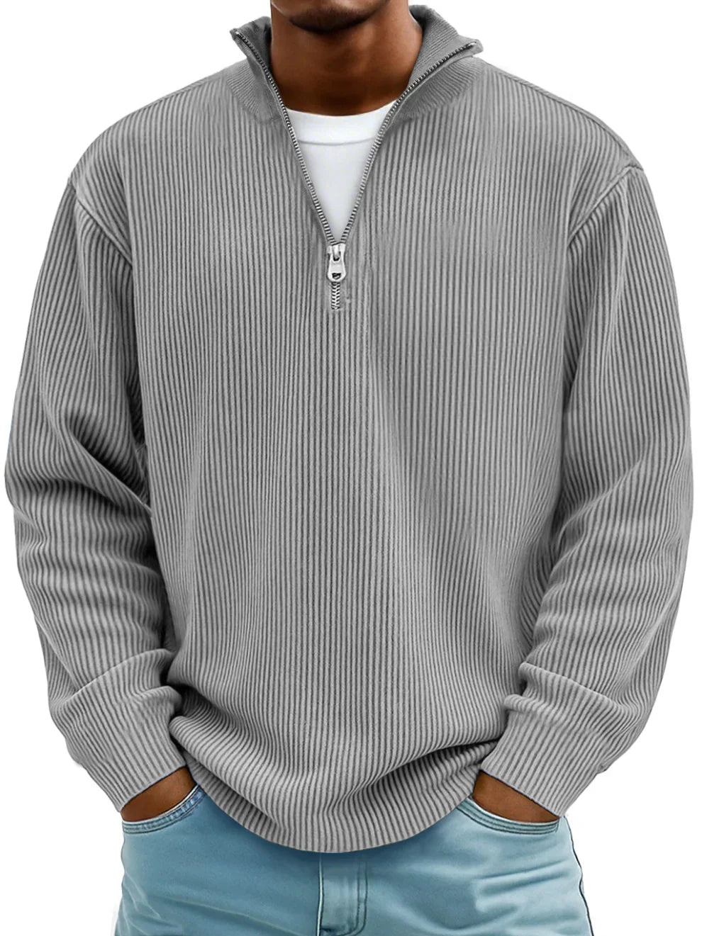 Trestan - Maglione a Maniche Lunghe con Zip a un Quarto e Lavorazione a Coste