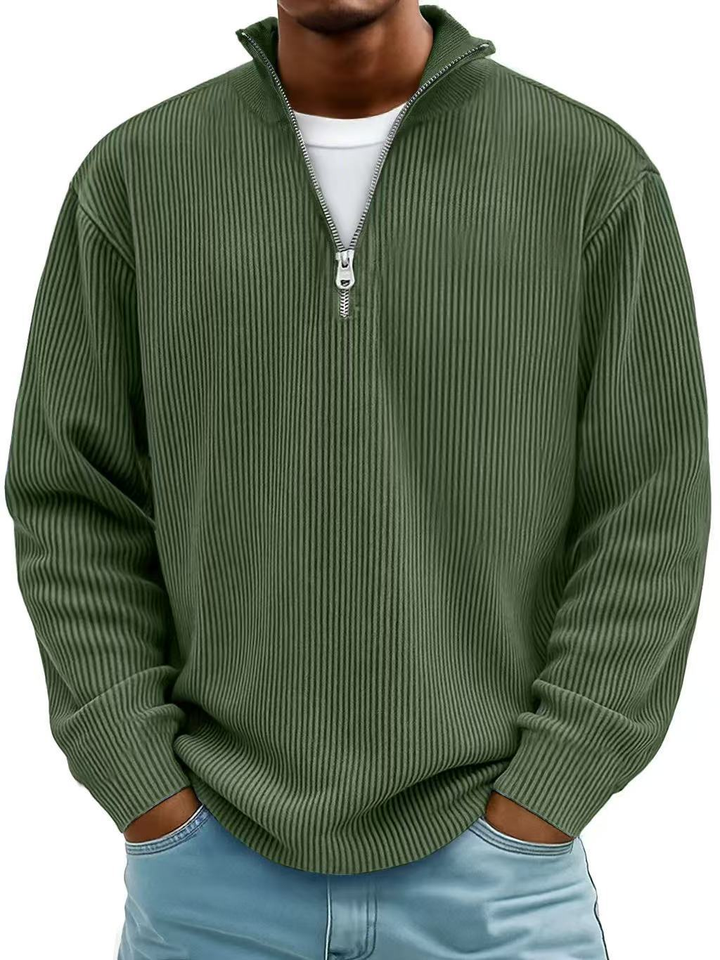 Trestan - Maglione a Maniche Lunghe con Zip a un Quarto e Lavorazione a Coste