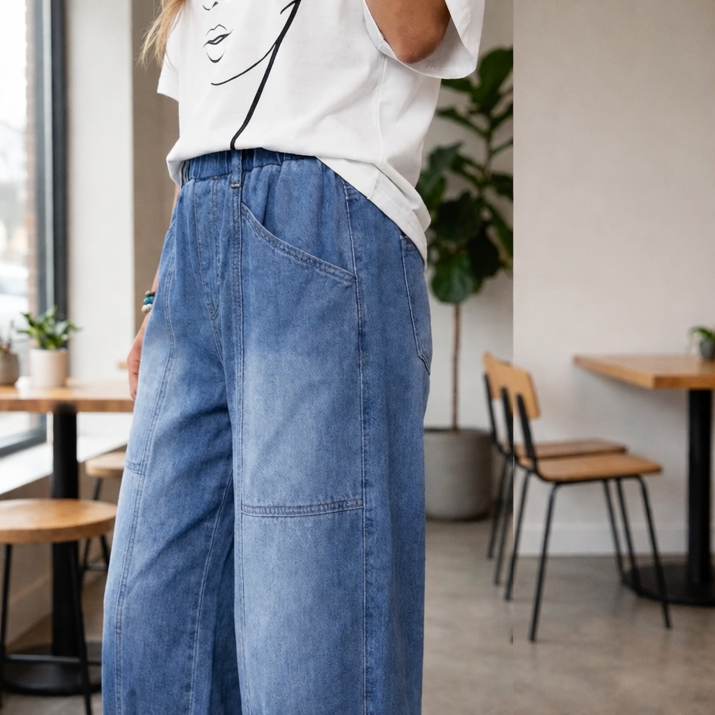 Madavi - Jeans Con Elastico in Vita e Taglio Corto e Ampio