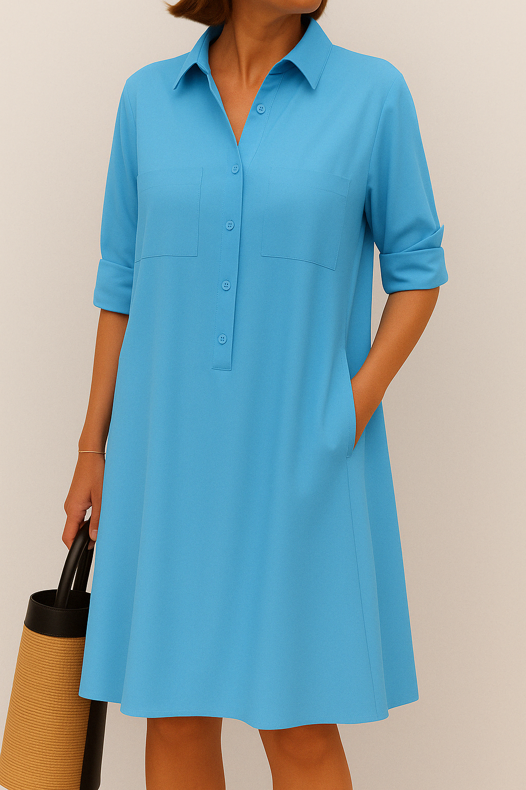 Nelida - Elegante Abito A Maniche Lunghe Con Tasche