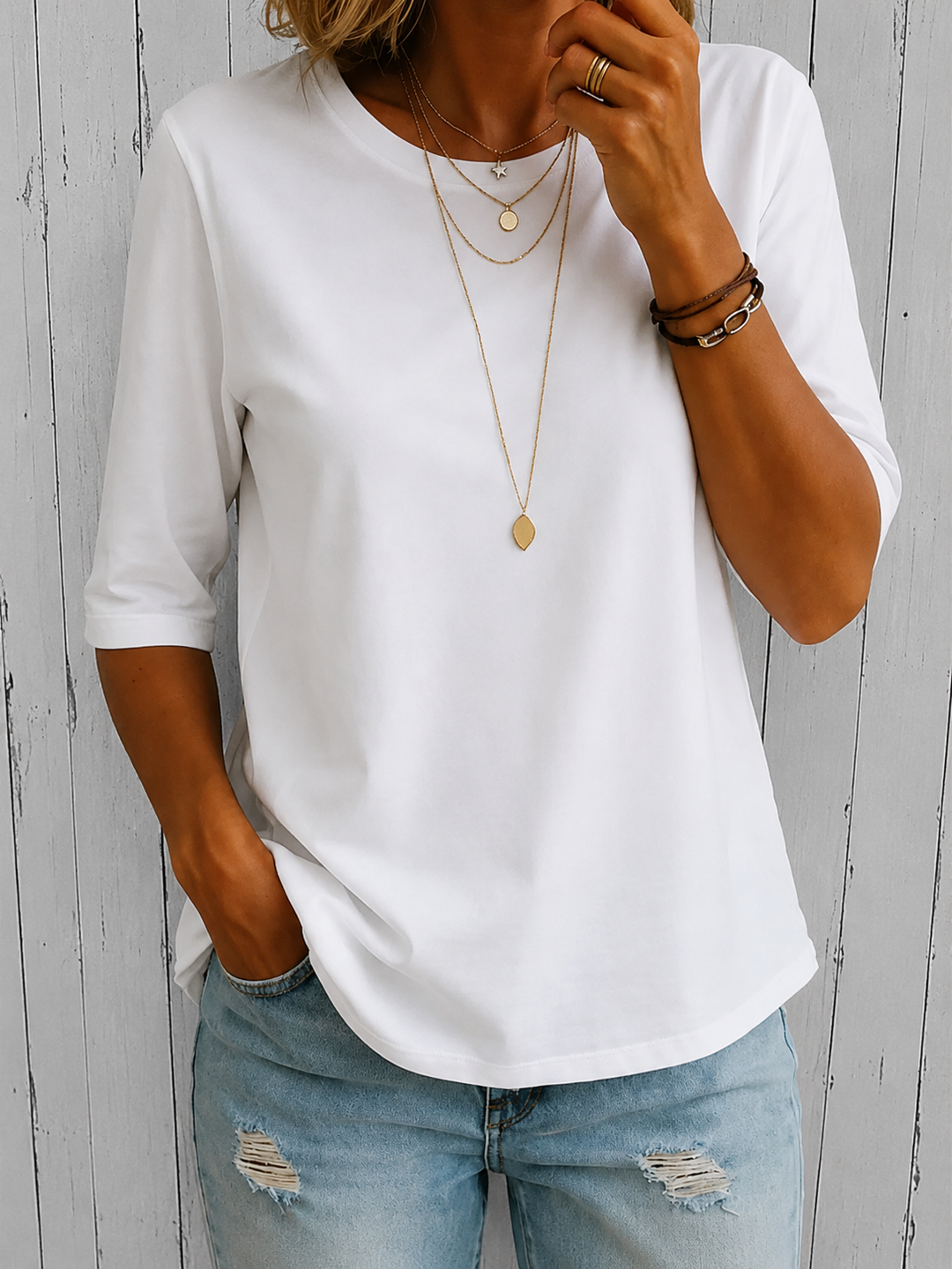 Uththara - Comoda Camicia a Maniche Corte