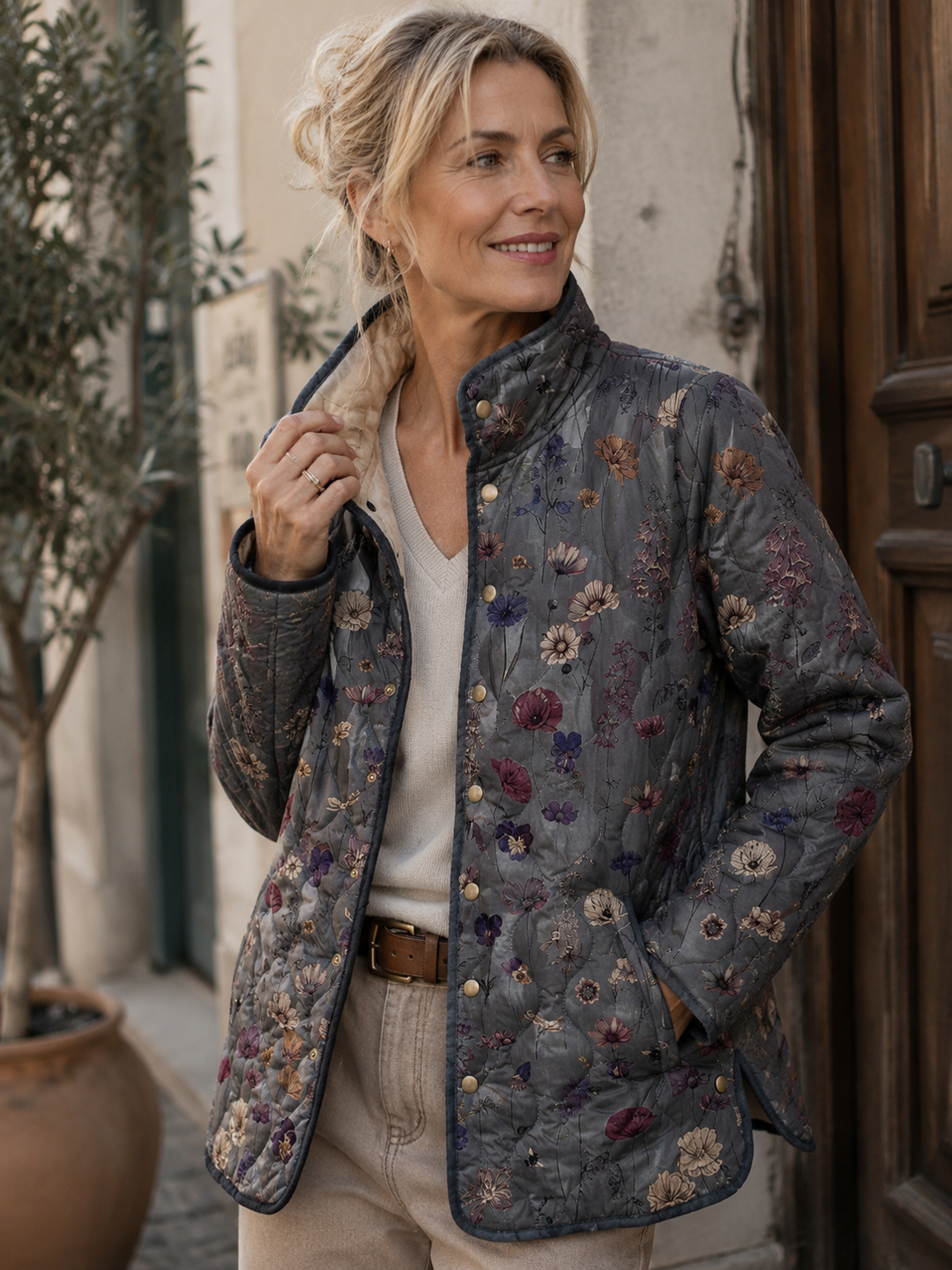 Kizil - Cappotto Trapuntato Con Stampa Floreale