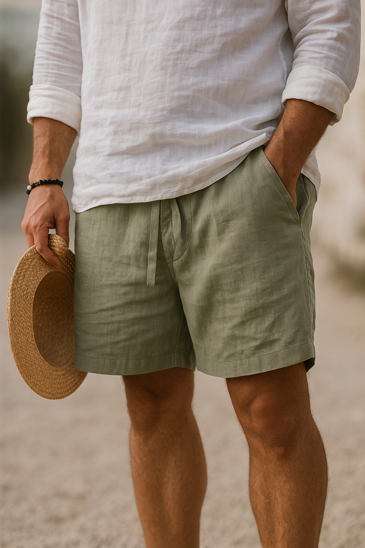 Kaleb - Eleganti Pantaloncini In Lino Con Elastico