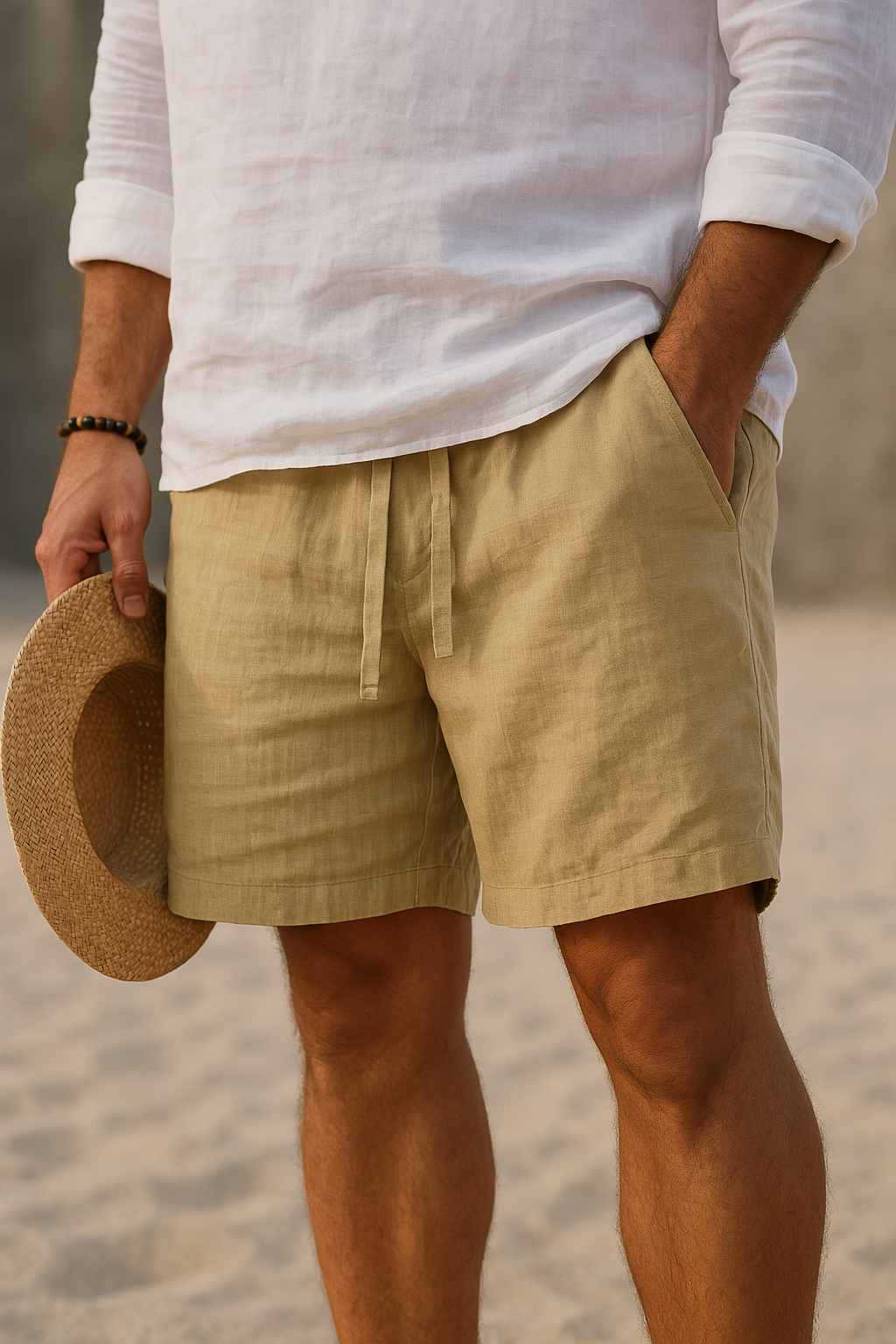 Kaleb - Eleganti Pantaloncini In Lino Con Elastico