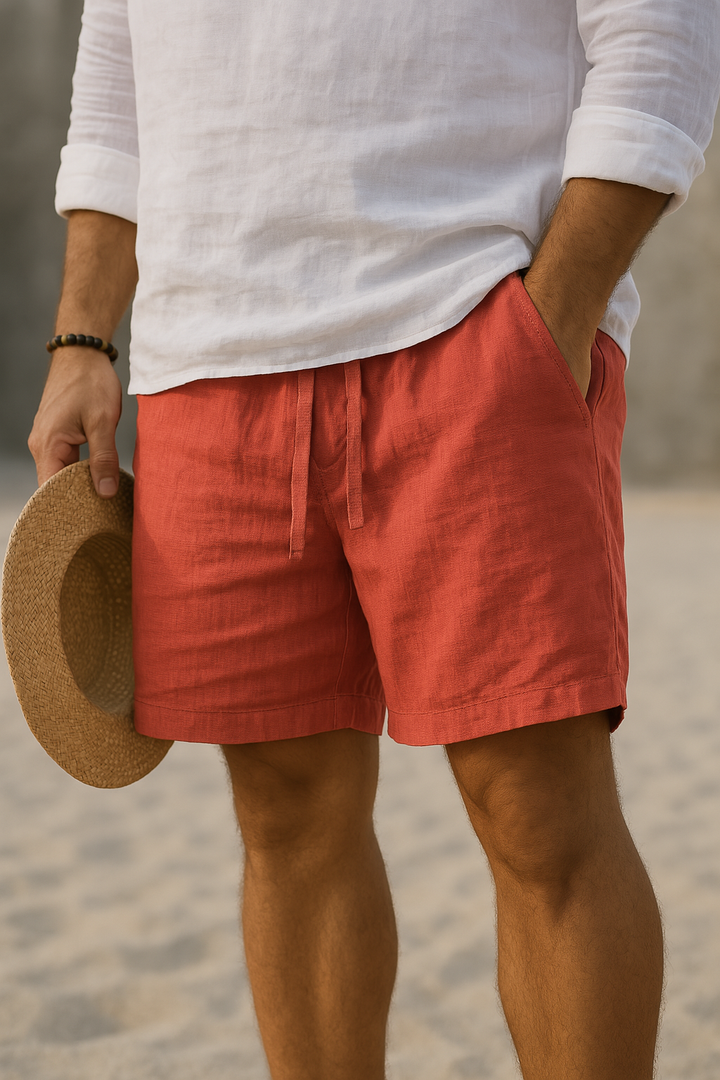 Kaleb - Eleganti Pantaloncini In Lino Con Elastico