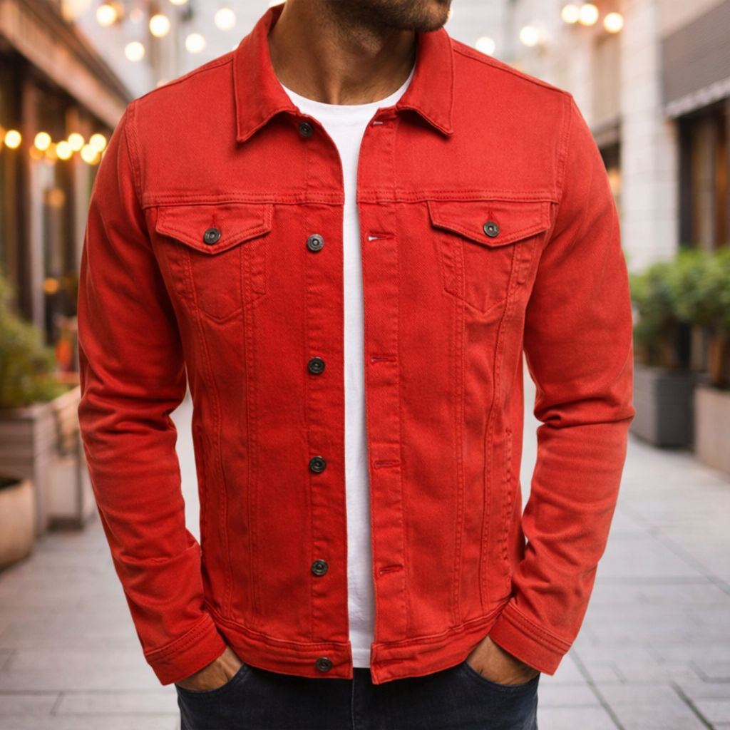 Steponas - Giacca Casual da Uomo in Denim