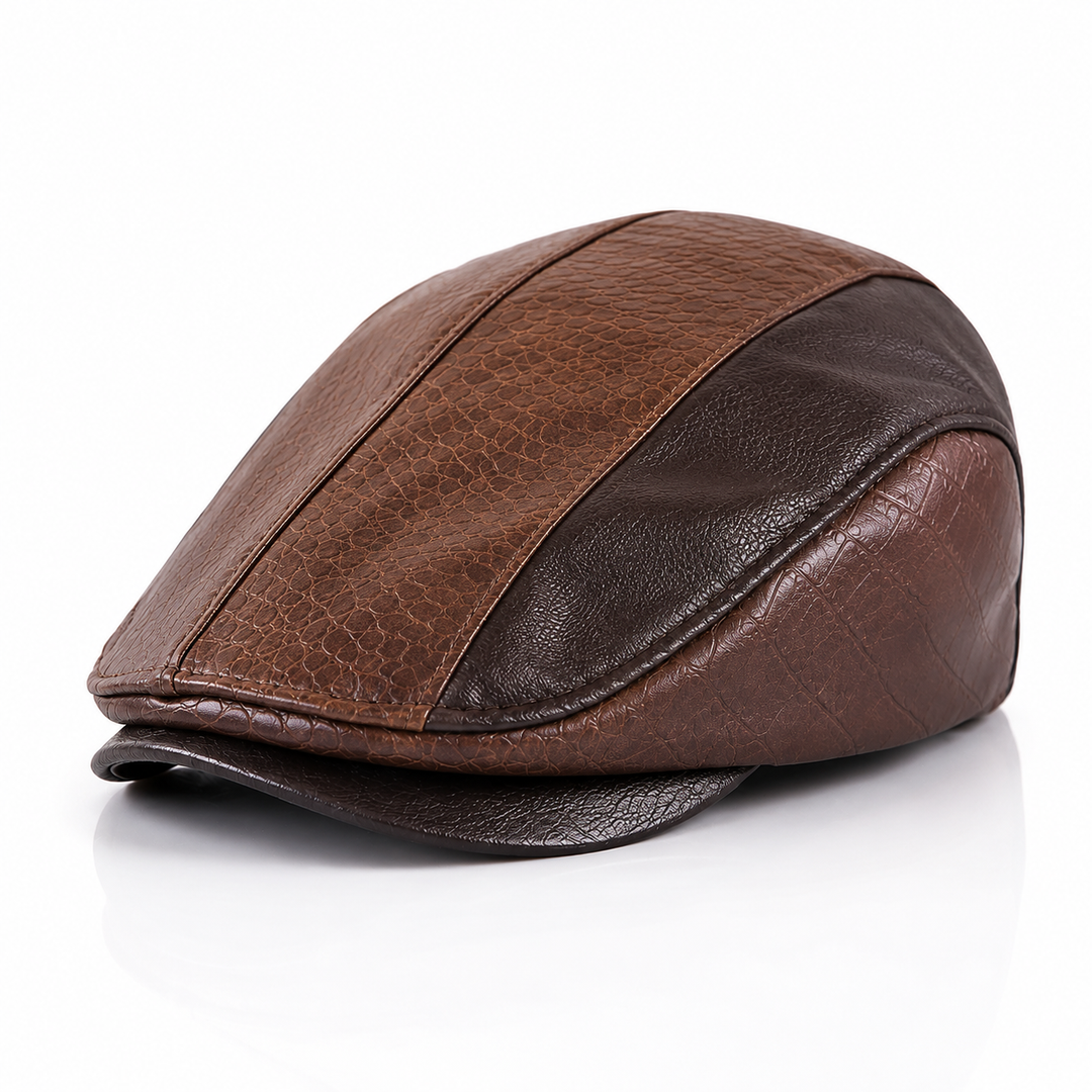 Crowncraft - Elegante Berretto Piatto in Pelle