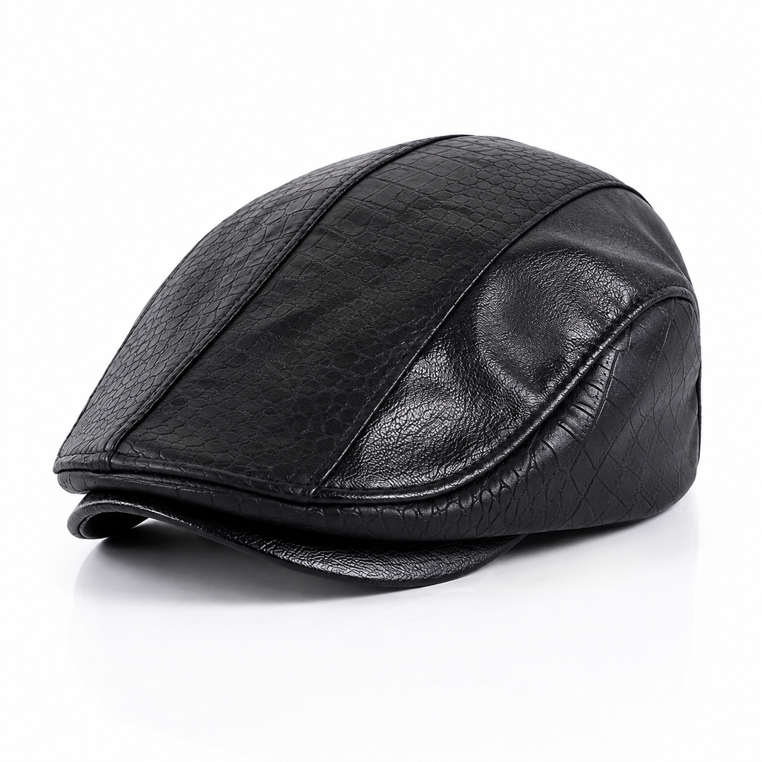 Crowncraft - Elegante Berretto Piatto in Pelle