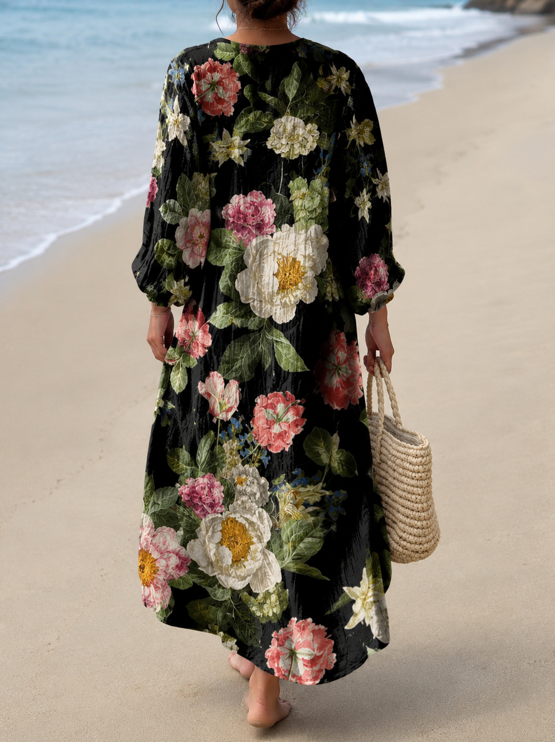 Zylina - Abito Midi Con Scollo a V e Stampa Floreale