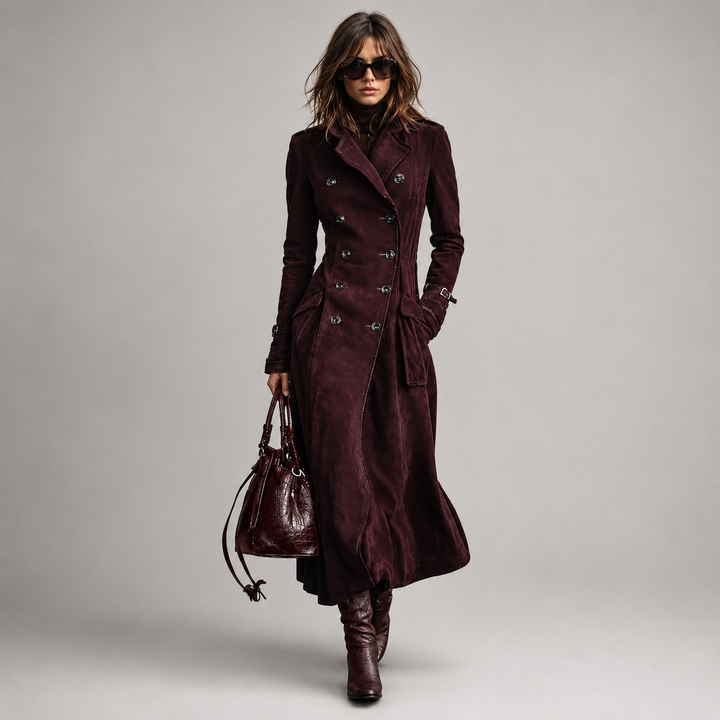 Derya - Trench Lungo in Pelle Scamosciata