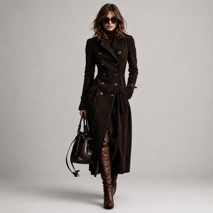 Derya - Trench Lungo in Pelle Scamosciata