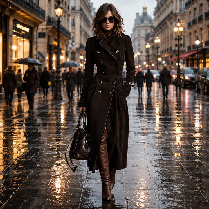 Derya - Trench Lungo in Pelle Scamosciata