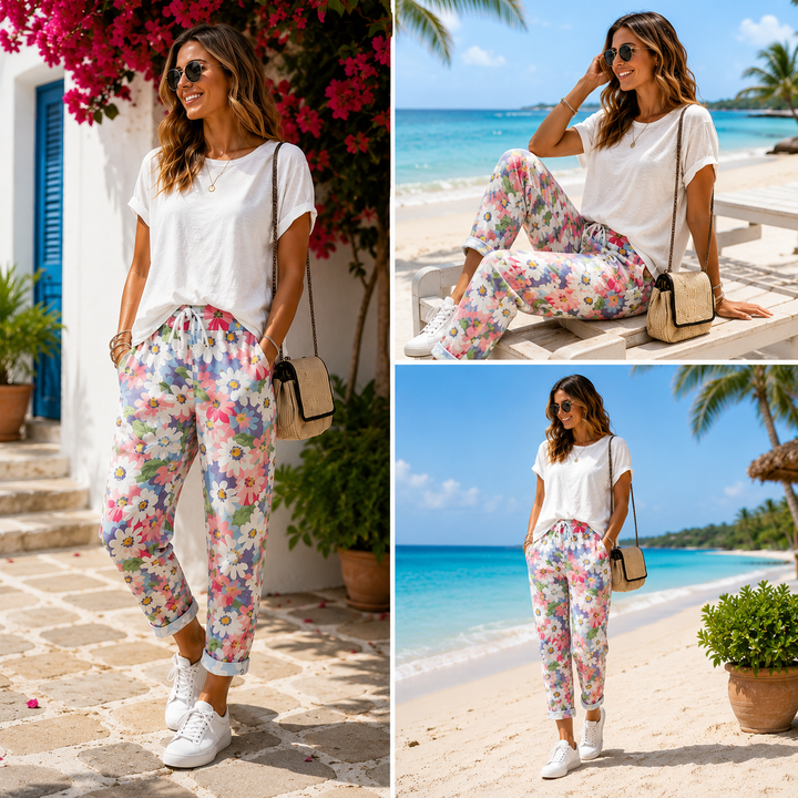 Leyza - Pantaloni Affusolati Con Stampa Floreale