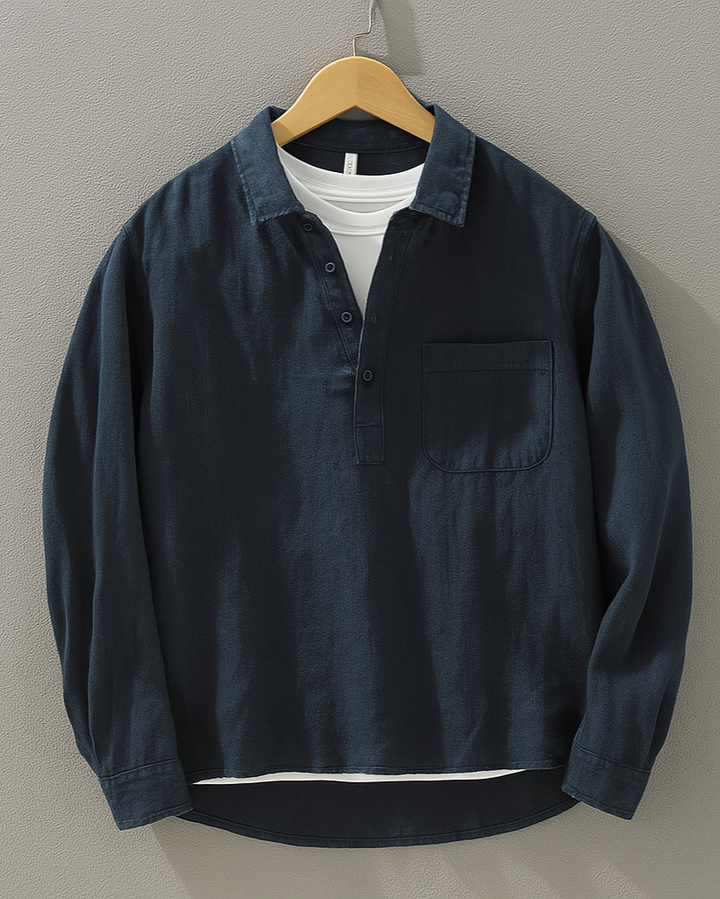 Antuan - Comoda Camicia a Maniche Lunghe Con Tasca Frontale