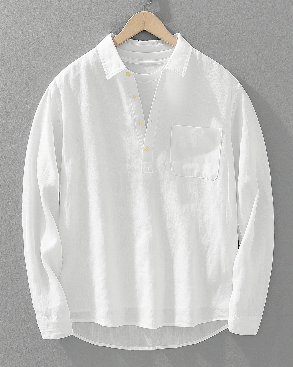 Antuan - Comoda Camicia a Maniche Lunghe Con Tasca Frontale