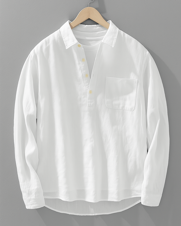 Antuan - Comoda Camicia a Maniche Lunghe Con Tasca Frontale