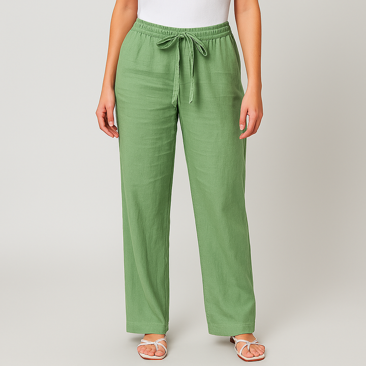 Gwyneth - Eleganti Pantaloni In Lino Con Cintura In Vita