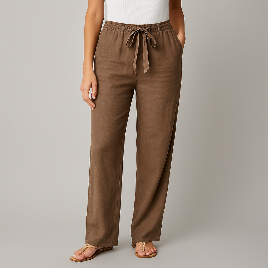 Gwyneth - Eleganti Pantaloni In Lino Con Cintura In Vita