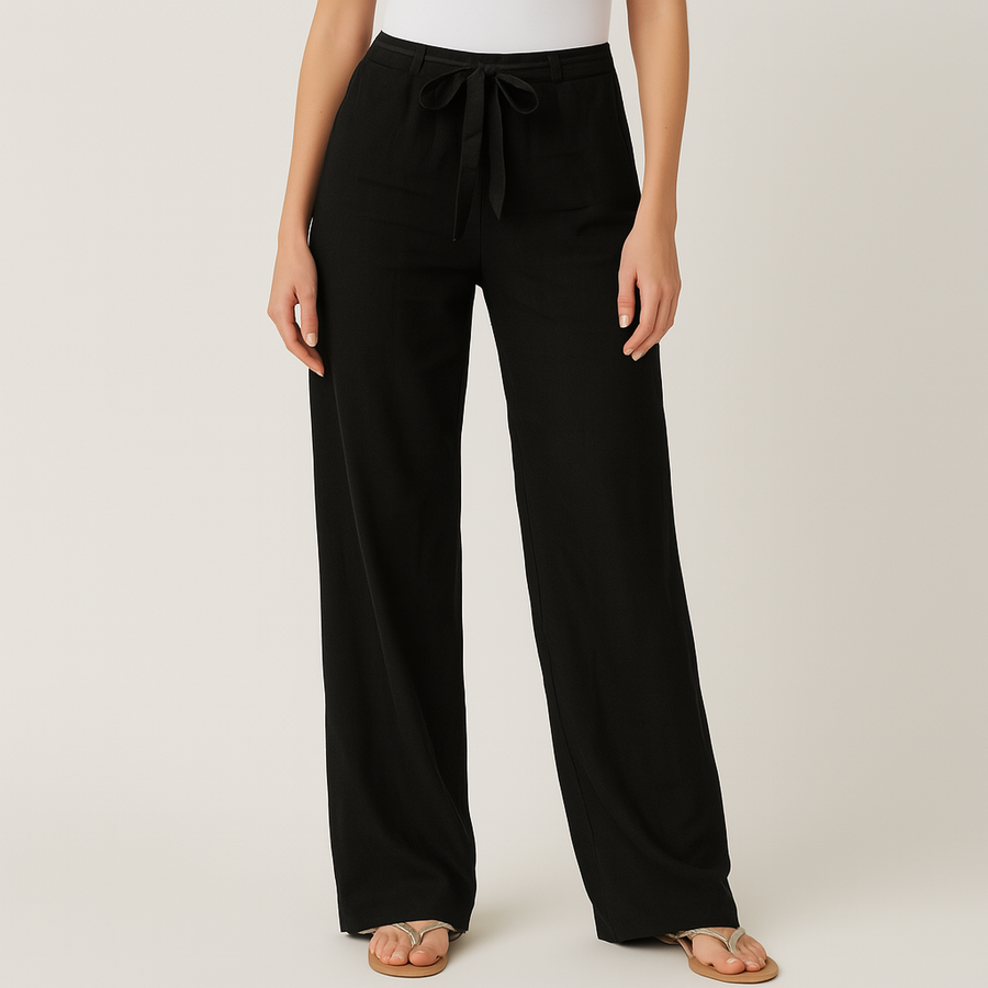 Gwyneth - Eleganti Pantaloni In Lino Con Cintura In Vita
