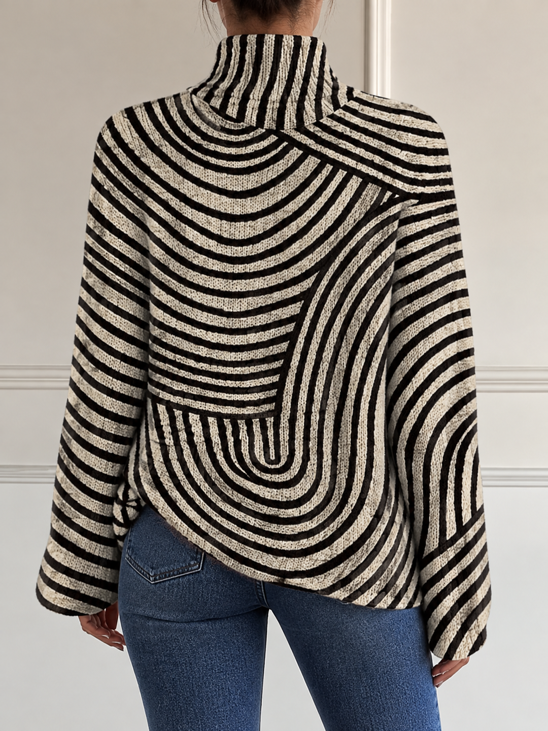 Silira - Maglione a Collo Alto Con Disegno Al Tratto