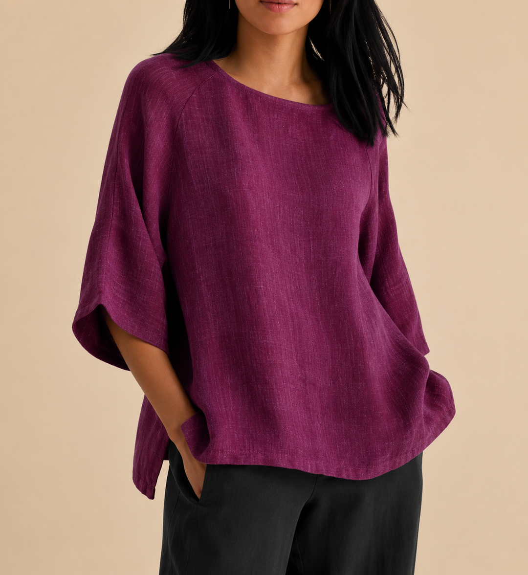 Steffi - Camicetta Casual Oversize con Collo Rotondo