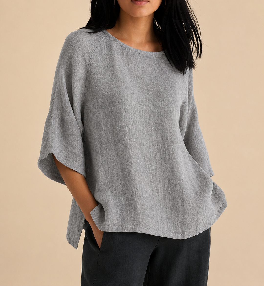 Steffi - Camicetta Casual Oversize con Collo Rotondo