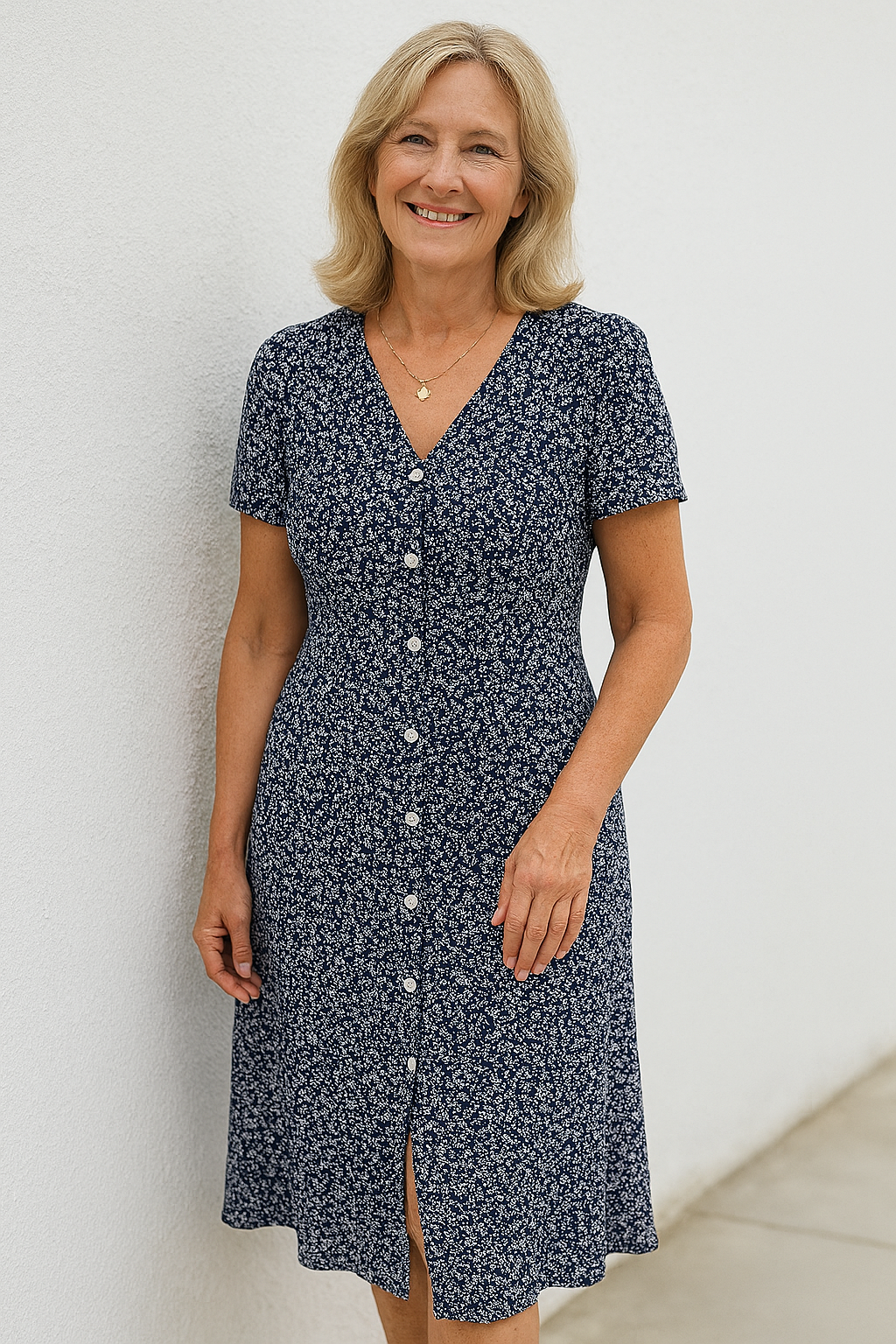 Rayella - Abito Midi Con Scollo a V e Bottoni