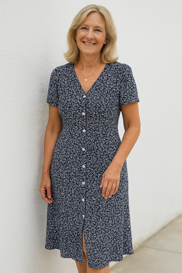 Rayella - Abito Midi Con Scollo a V e Bottoni