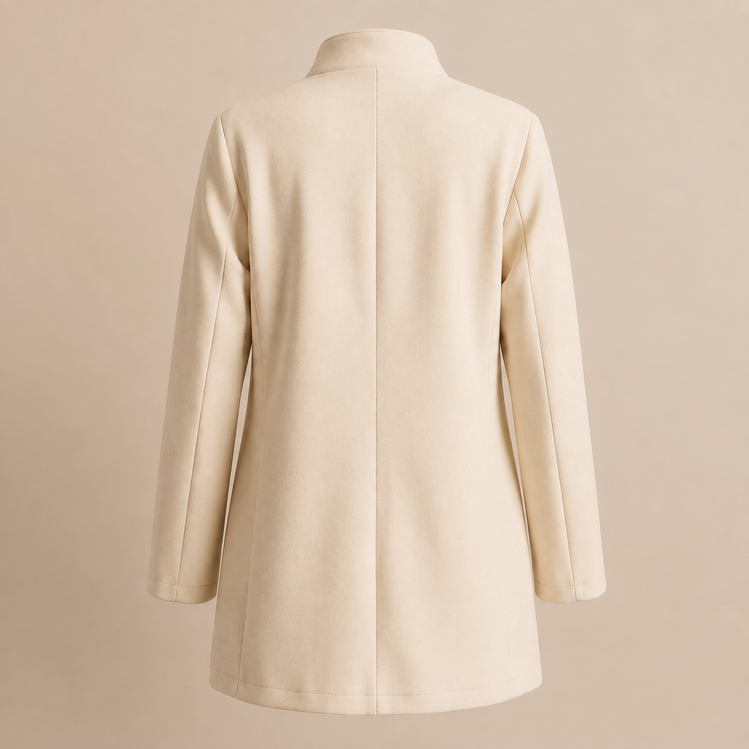 Liselotte - Cappotto Lungo Senza Colletto con Abbottonatura Frontale