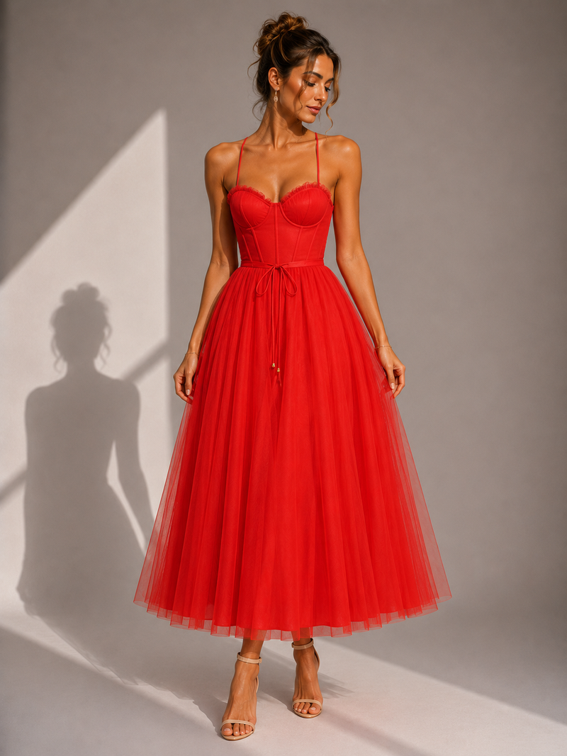 Chiyoko - Elegant Midi Dress With Open Back