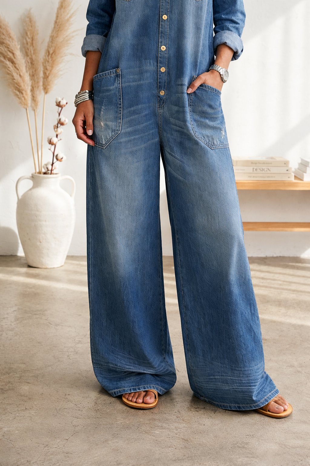 Seleeja - Tuta In Denim Di Cotone Vintage