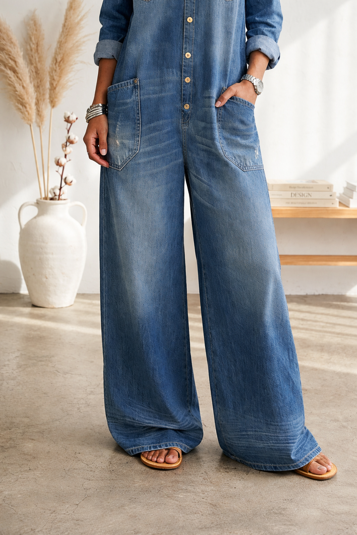 Seleeja - Tuta In Denim Di Cotone Vintage